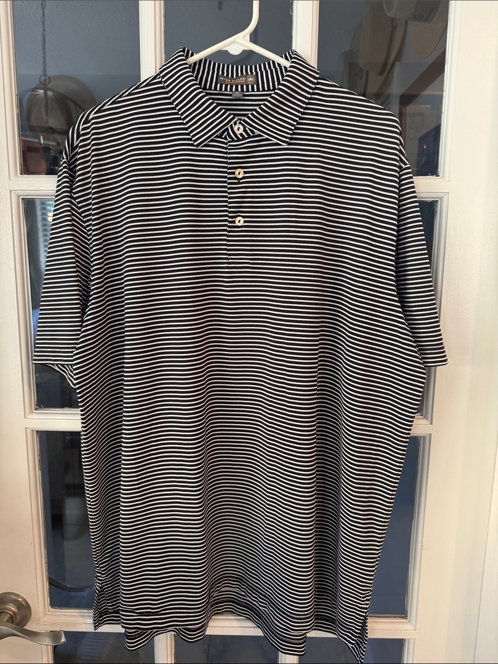 Peter Millar summer comfort polo-black and white stripe-men’s XL